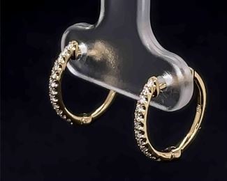 Brand New! Diamond Huggie Hoop Earrings in 14k Yellow Gold