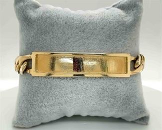 Men's Figaro Link Engravable Curved ID Link Bracelet in 14k Yellow Gold