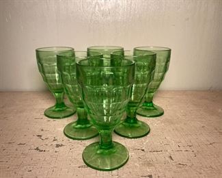 Vaseline glass set of 6 glasses
