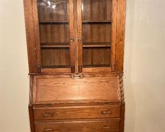 Texas long leaf pine, 2 pc, drop front desk
