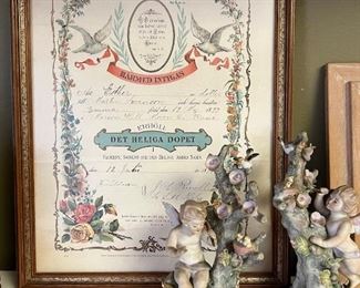 Swedish certificate, Italian porcelain figurine