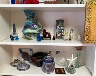 Studio pottery, Swedish tiles, antique "Frozen Charlottes"