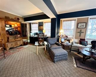 Contemporary Country cabinet, Upholstered Arm chair with ottoman among lots of other goodies