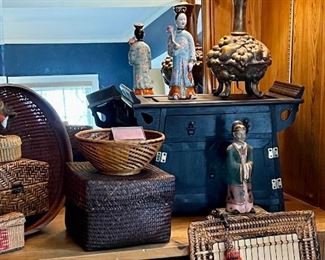 Chinese figurines and baskets from abroad