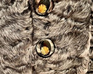 Vintage Silver Curly Lamb full-length coat with new lining - cuff detail