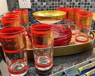 Vintage Gold and Red tumblers