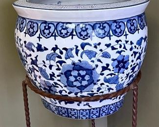 Chinese Fish Bowl on an iron stand