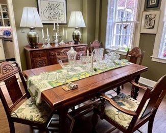 Dining table, Buffet, Chairs, lamps - all lovely and in great condition