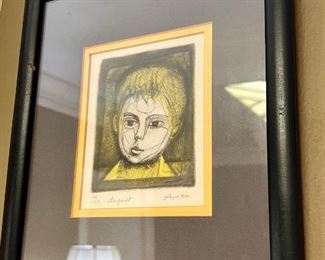 Hand colored etching by Irving Amen