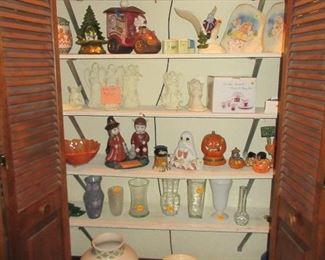 Assortment of Holiday decor, vases etc.