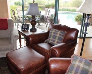 Leather Club Chair and Leather Ottoman