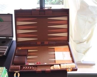 Vintage Backgammon game in leather case