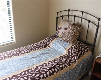 Twin bed with metal frame - spring box and mattress included with each bed!