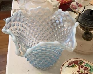 Blue and Opalescent Hobnail