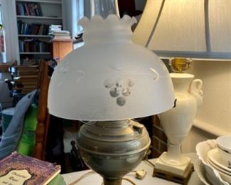 Antique brass & glass lamp