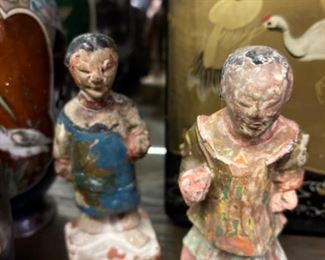 19th C Chinese polychrome figures