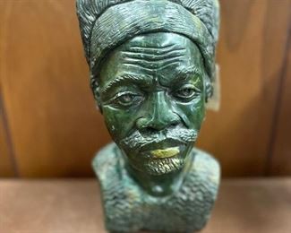 Green Verdite African bust