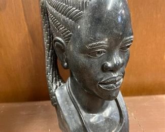 Black Serpentine African stone bust