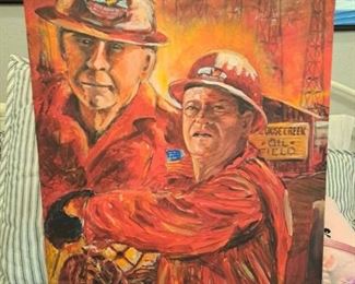 Vintage Poster Repo From Movie poster "Hellfighters" about Red Adair starring John Wayne  scenes of "The Hellfighters" were filmed in Baytown in the 70s!
John Wayne was the lead actor.    $85
Approx 30" h x 20" w
Copy of original movie poster