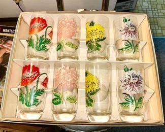 Set of vintage glasses in original box
