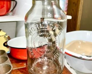 Horlick's Malted Milk glass jar