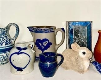 Misc. stoneware, pottery, resin bunny (some items SOLD)