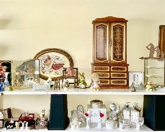 Vintage figures, stands, jewelry boxes (SOLD), figurines, etc.
