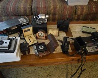 Vintage cameras and clocks