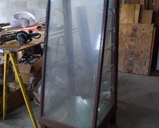 Vintage display cabinet with glass shelves
