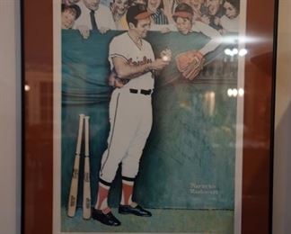 Brooks Robinson Signed Norman Rockwell Art Print LOA Baltimore Orioles 18x21.25