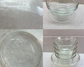 6 Fire King Glass Custards 
2 Corning Pyrex Custards