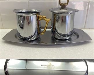 Vintage Kromex Covered Sugar Bowl set