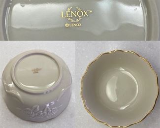 Lenox Rose Blossom Porcelain Bowl with Gold Rim Trim 5.5" Diameter Candy Dish