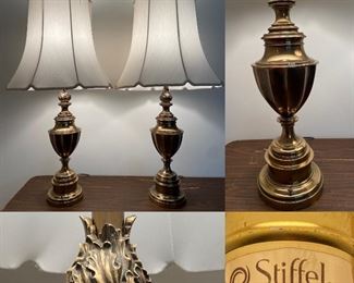 Pair VTG Stiffel Lamps Mid-Century
Brass Hollywood Regency Torch… 