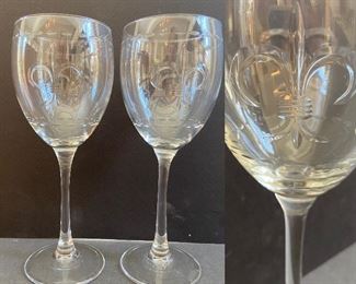 Rolf Glass 2 Fleur De Lis Stemmed
White Wine Glasses 12 ounce Made
USA Lead Free
