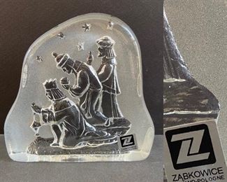  Zabkowice Art Glass Christmas Nativity Poland Vintage