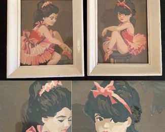 Pair Vintage Art Approximately 10” x 12” Framed
