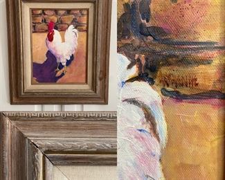 Original Rooster Painting on Canvas Framed