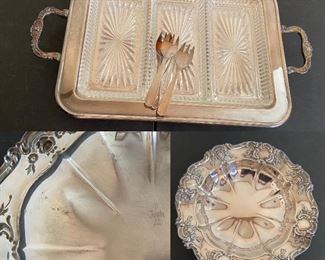 Silverplate Rectangle Serving Platter with 3 Glass Inserts

Silverplate Towle Round Bowl