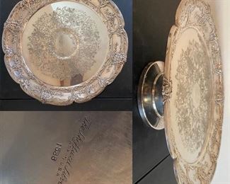 The Sheffield Silver Co no. 1588 Silverplate  Pedestal Round Serving Tray 