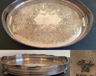 Barker Ellis England Silverplate Oval Footed 16” Galley Tray