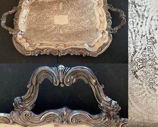 F.B. Rogers Silver Co Large Silverplate Rectangle  25” to handles Platter