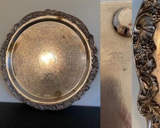 F.B. Rogers Silver Co Large Round Silverplate Footed Platter
