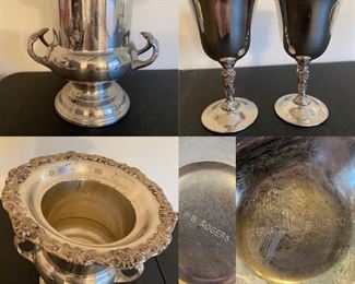 F.B. Rogers Silverplate Ice Bucket 

International Silver Co Silverplate Pair Goblets 