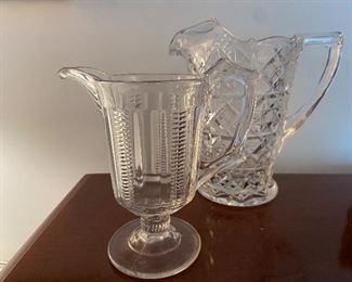 Rare Excellent Antique EAPG 1888 Cobb Small Pitcher/Creamer Richards & Hartley

Vintage Imperial Glass Clear Diamond
Block Glass Pitcher