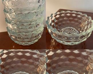 Set of 4 Vintage GLASS  SOUP/CERAL BOWL CUBIST CLEAR ROUND 5.5" WIDE