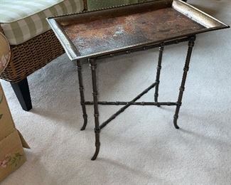 Metal tray top accent table