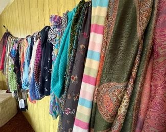 Scarves galore!  All seasons.  Square, oblong, infinity