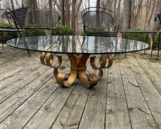 Vintage Italian gilded wrought iron coffee table