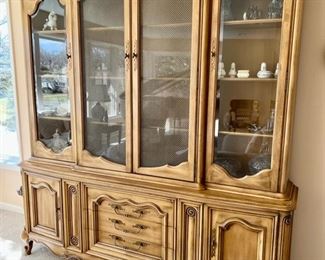 10. Country French China Cabinet (2 pc) (76" x 16" x 84")